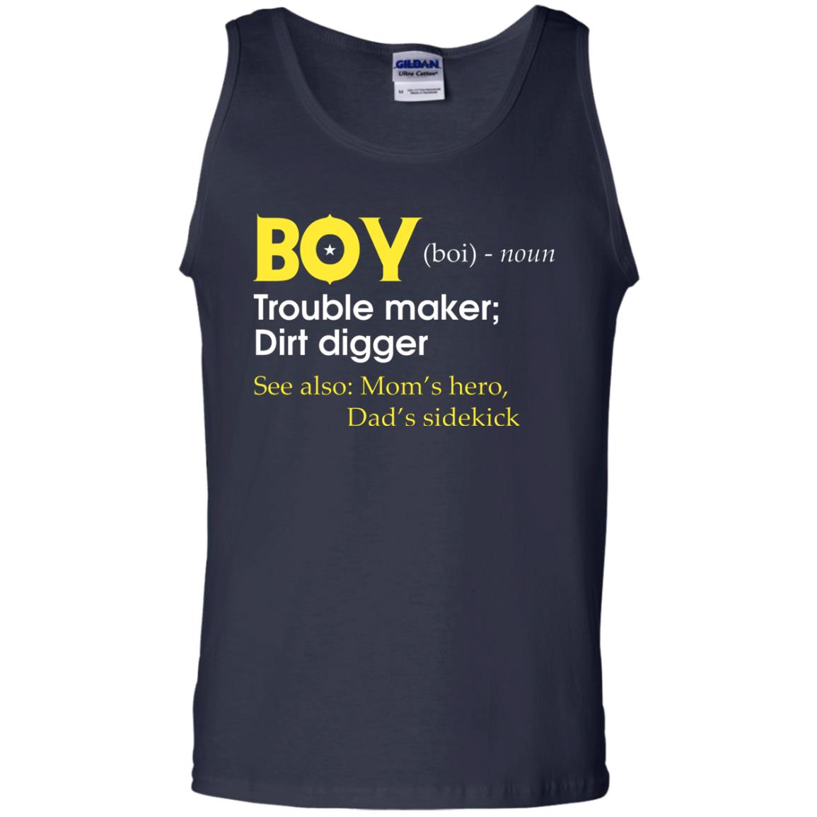 Boy Definition Trouble Maker Dirt Digger Shirt Navy