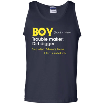 Boy Definition Trouble Maker Dirt Digger Shirt Navy