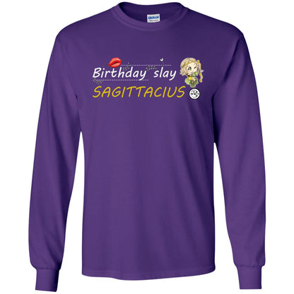 Cute Sagittarius Girl Birthday Lip Slay T-shirt Purple