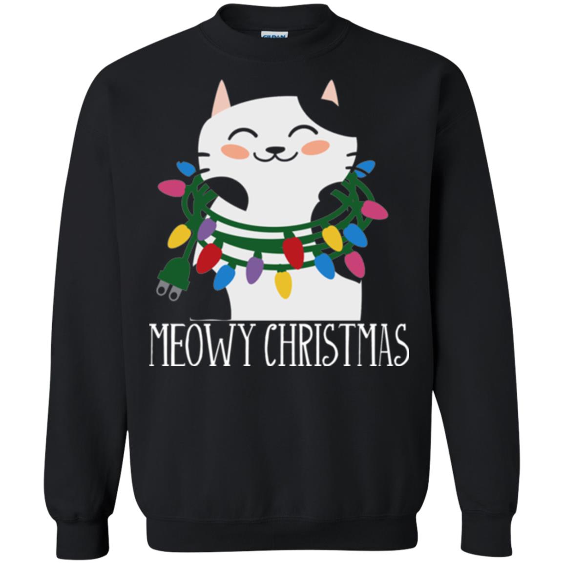 Meowy Christmas Holiday T-shirt Black