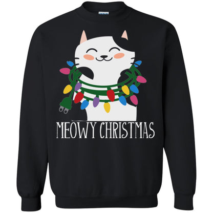 Meowy Christmas Holiday T-shirt Black