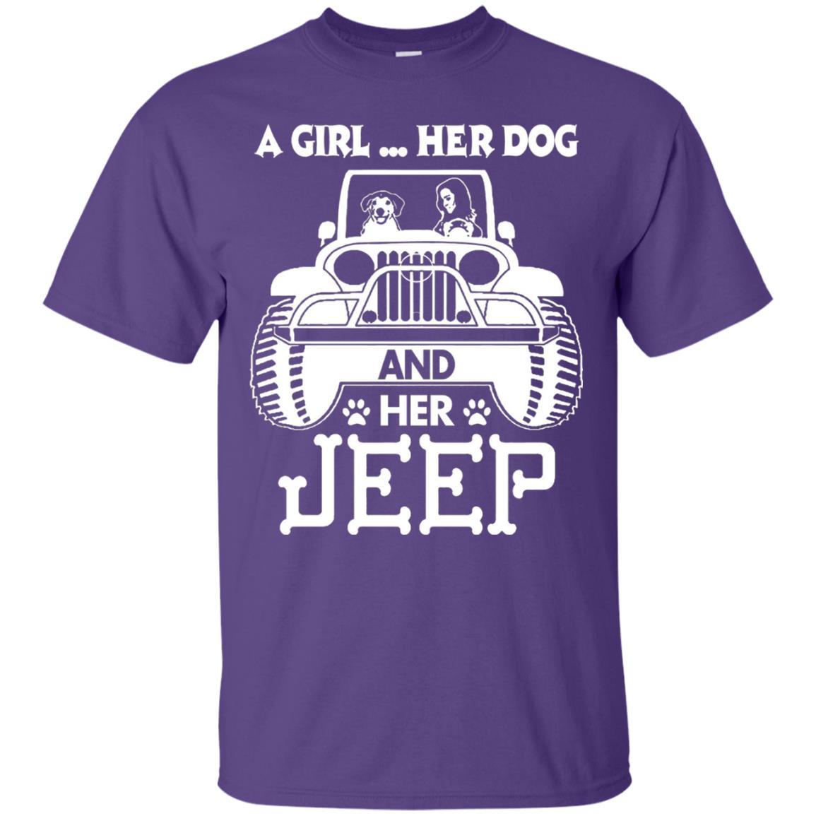 Dog Lover T-shirt A Girl Her Dog And Her Jeep Purple