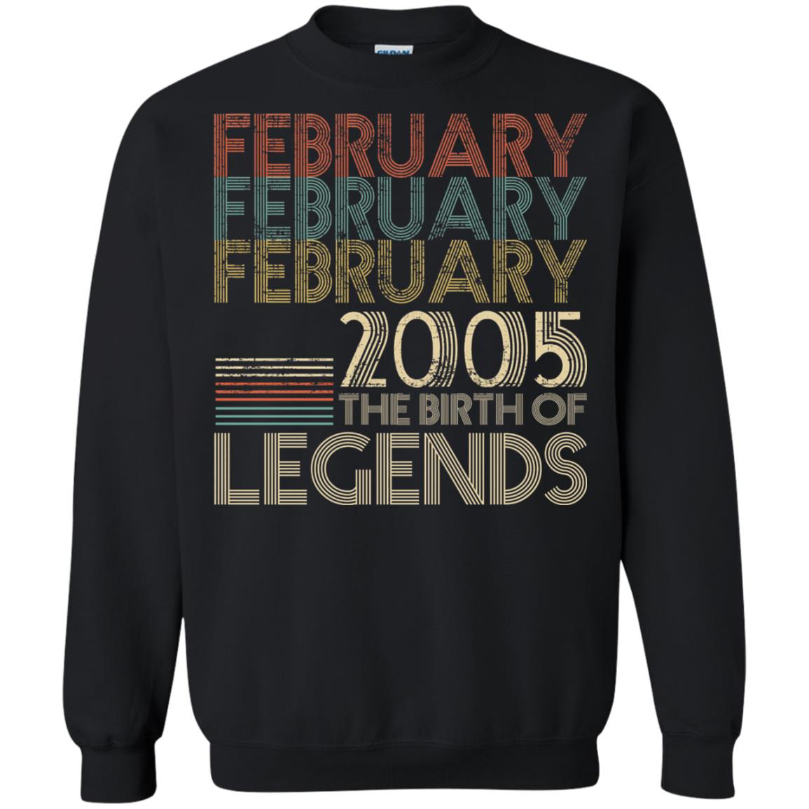 February Retro Classic Vintage 2005 The Birth Of Legends 13th Birthday T-shirt Black