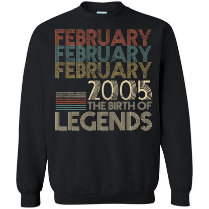 February Retro Classic Vintage 2005 The Birth Of Legends 13th Birthday T-shirt Black