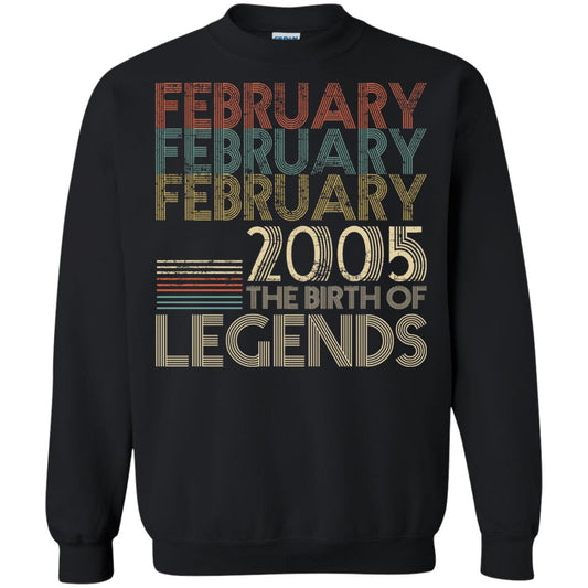 February Retro Classic Vintage 2005 The Birth Of Legends 13th Birthday T-shirt Black