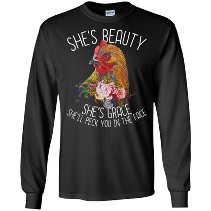 Chicken T-shirt She's Beauty She's Grace Black