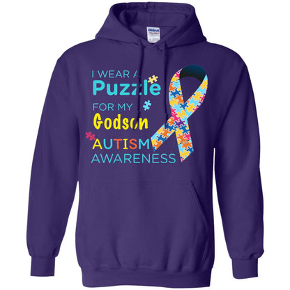 I Wear Puzzle For My Godson Autism Awareness Shirt Purple