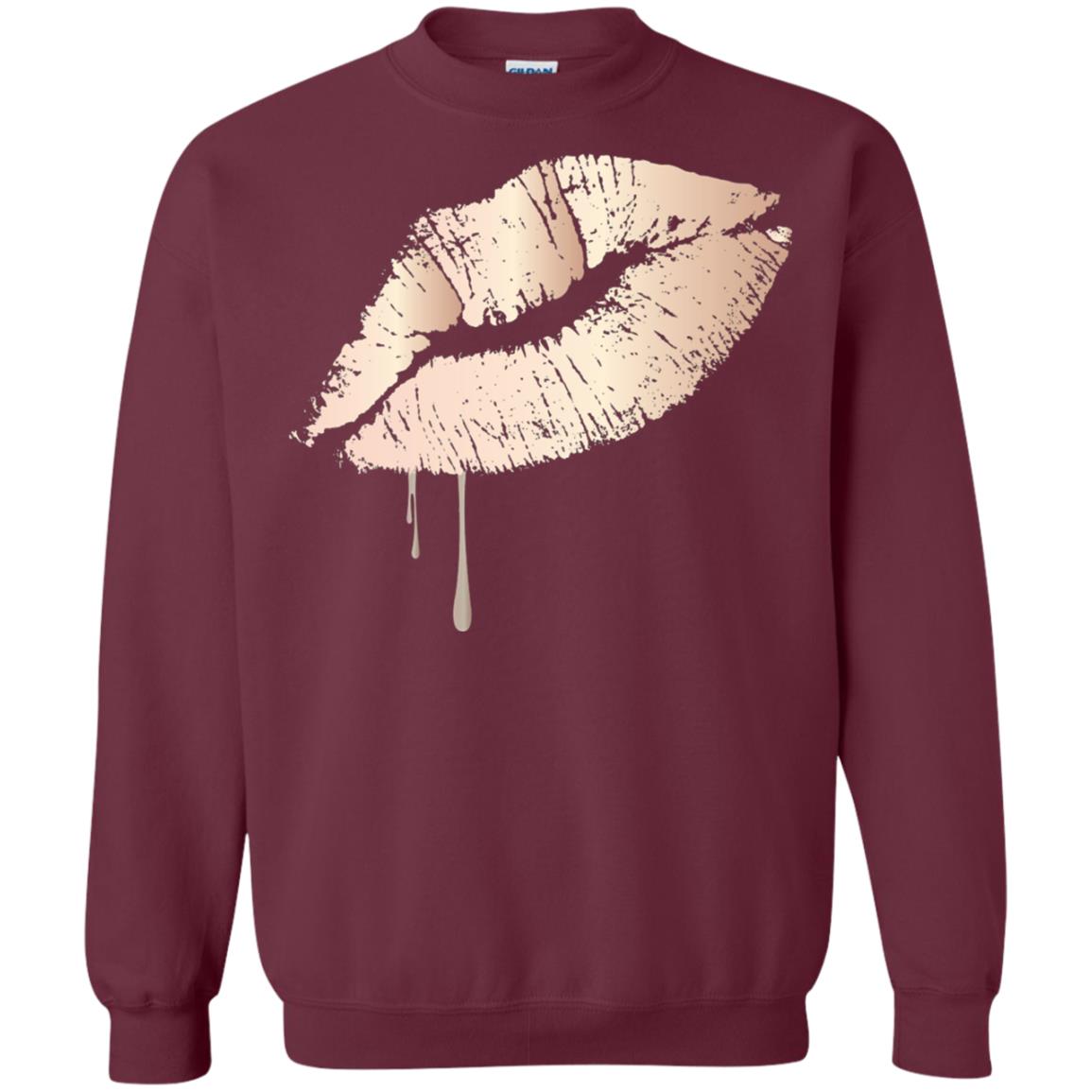 Rose Gold Dripping Lips T-shirt Maroon