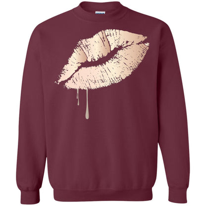 Rose Gold Dripping Lips T-shirt Maroon