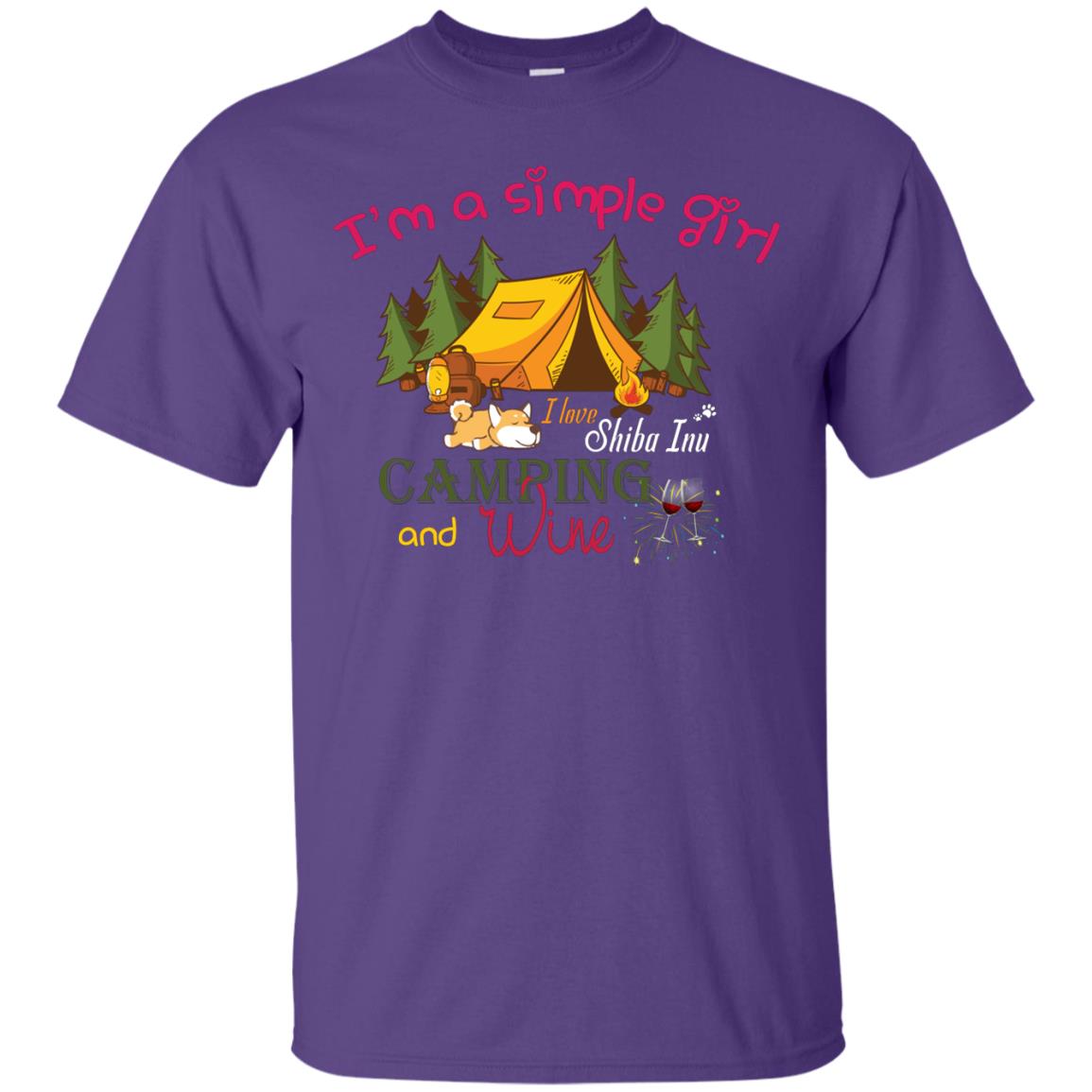 I’m A Simple Girl I Love Shiba Inu Camping And Wine Shirt Purple