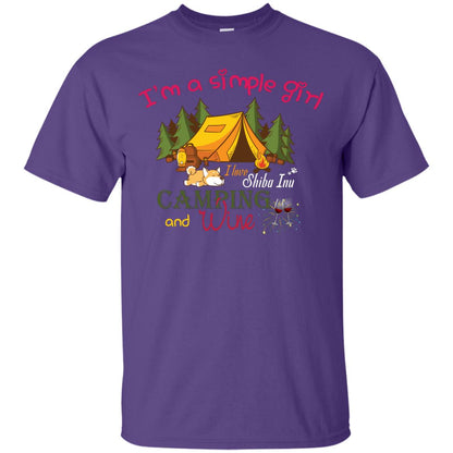 I’m A Simple Girl I Love Shiba Inu Camping And Wine Shirt Purple