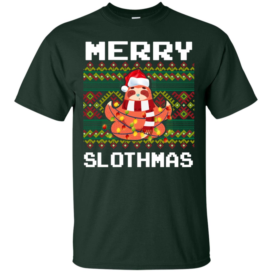 Merry Slothmas Funny Sloth Lovers Ugly Sweater X-mas Gift Shirt Forest