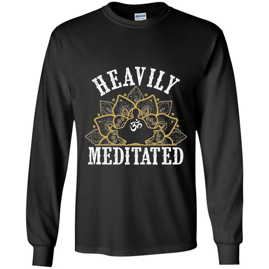 Funny Heavily Meditated Yoga Meditation T-shirt Black