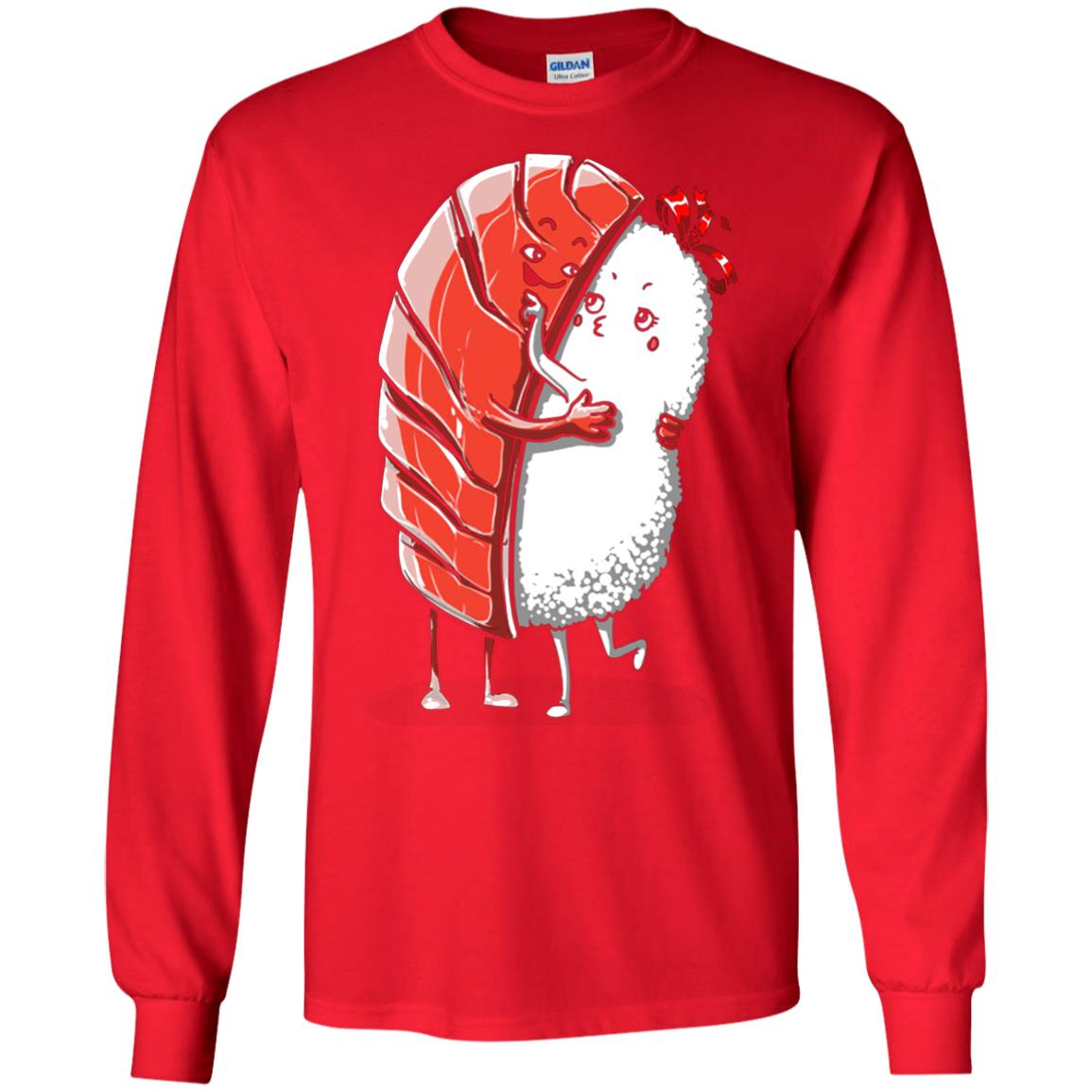 Sushi Lover T-shirt Salmon Sashimi Sushi Hug Love Red