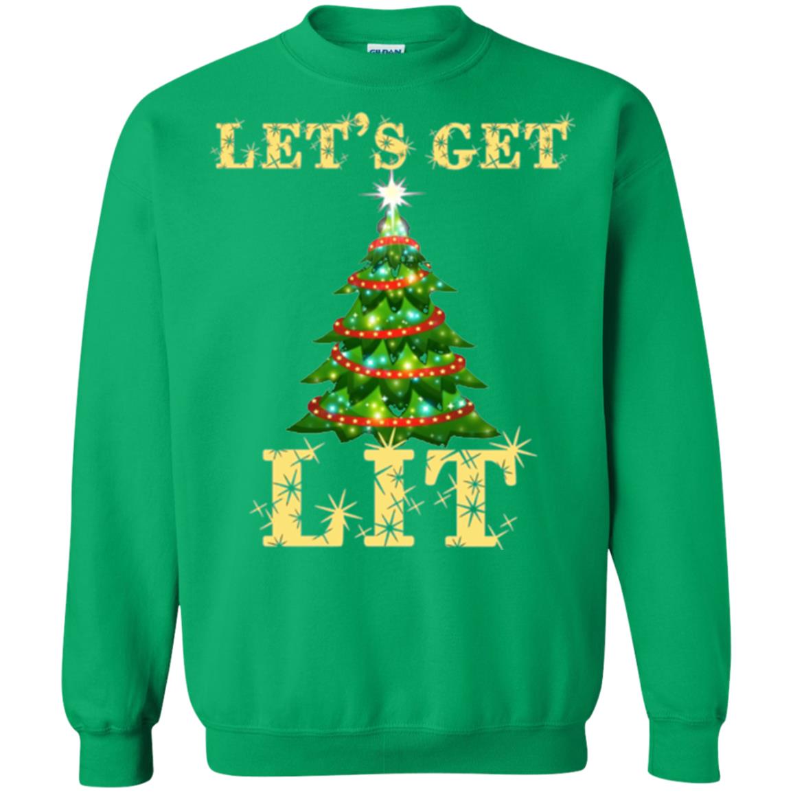 Christmas T-shirt Let_s Get Lit Irish Green