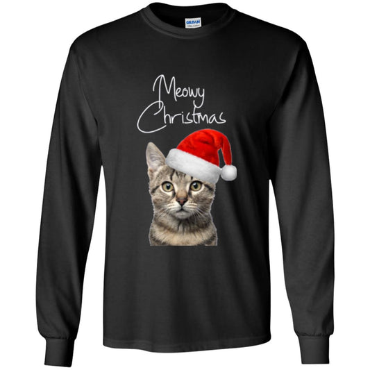 Cat Lovers T-shirt Merry Christmas Black