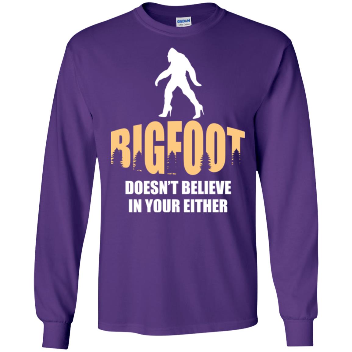 Bigfoot Doesn't Believe In Your Either T-shirt Purple