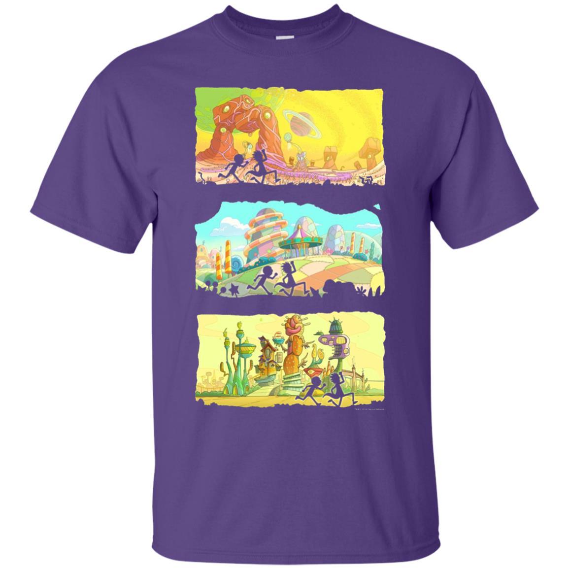 Movie T-Shirt Running Silhouettes On Alien Land Purple