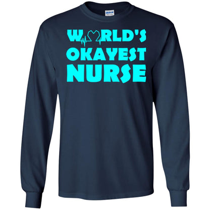 Nurse T-shirt World_s Okayest Nurse Navy