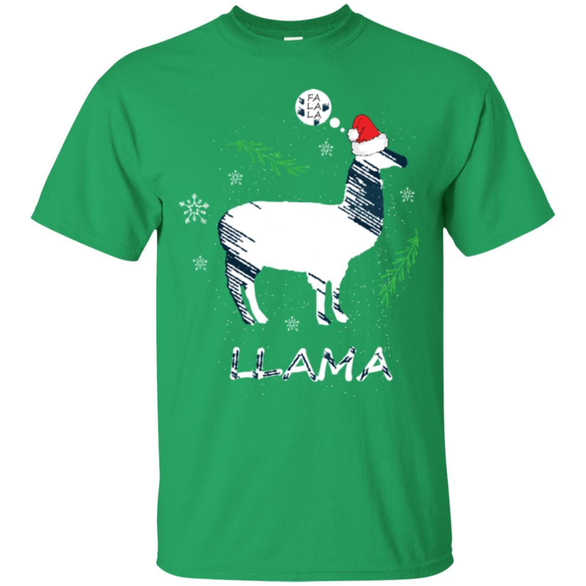 Christmas T-shirt Fa La La La Llama T-shirt Irish Green