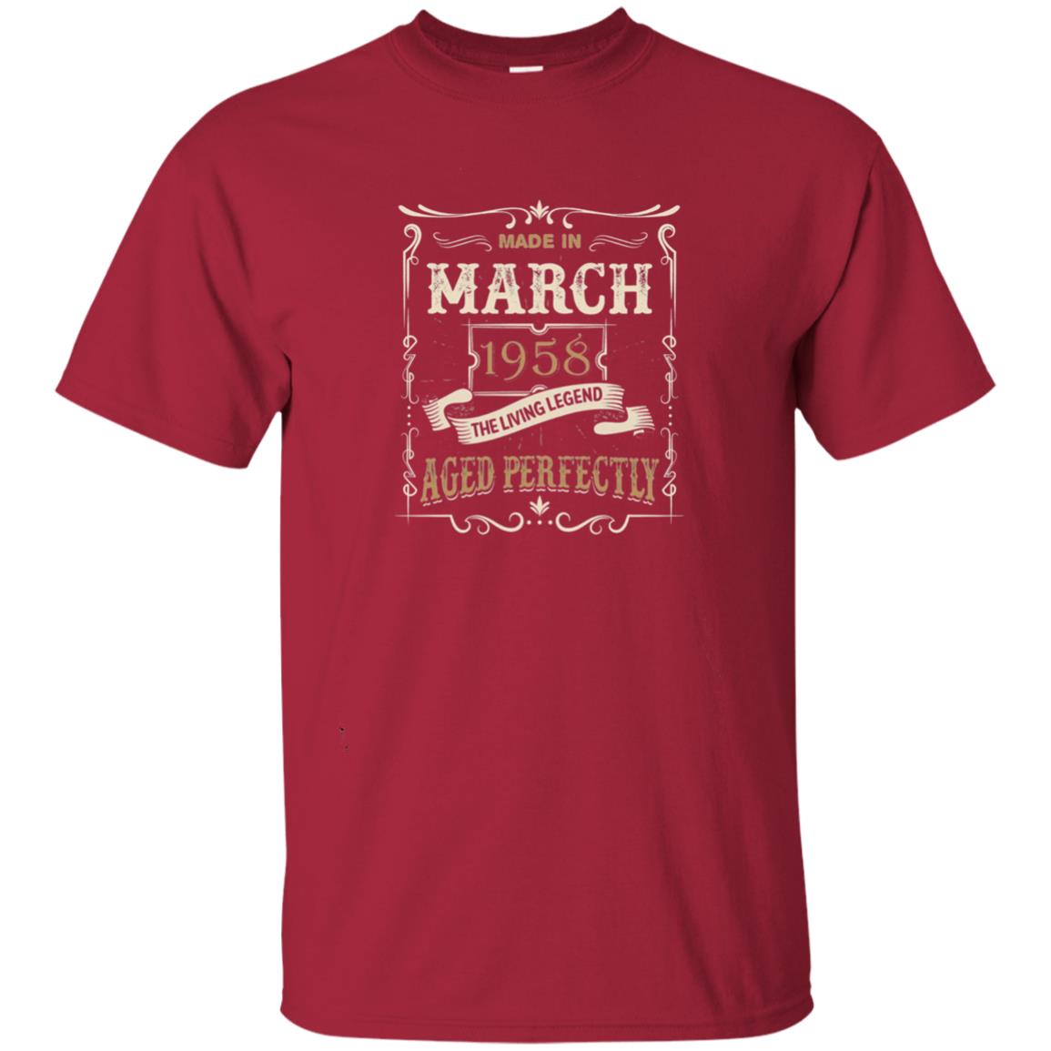 Made In March 1958 The Living Legend 60th Birthday T-shirt Cardinal