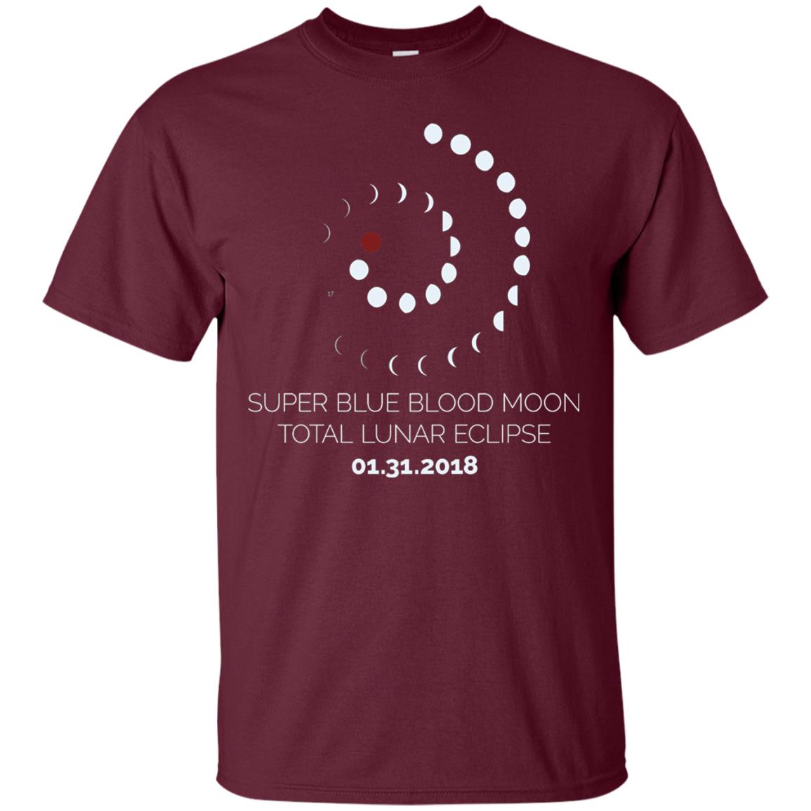 Super Blue Blood Moon Total Lunar Eclipse 2018 T-shirt Maroon