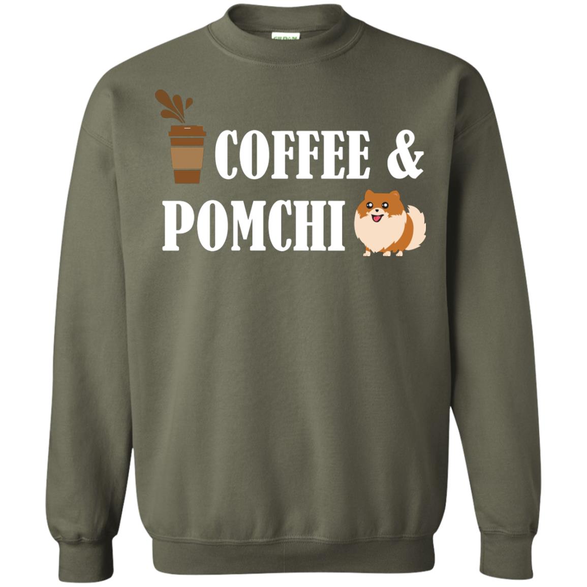 Coffee And Pomchi Lover Shirt Military Green
