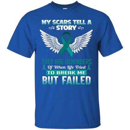 My Scars Tell A Story Ovarian Cancer Awareness T-shirt Royal
