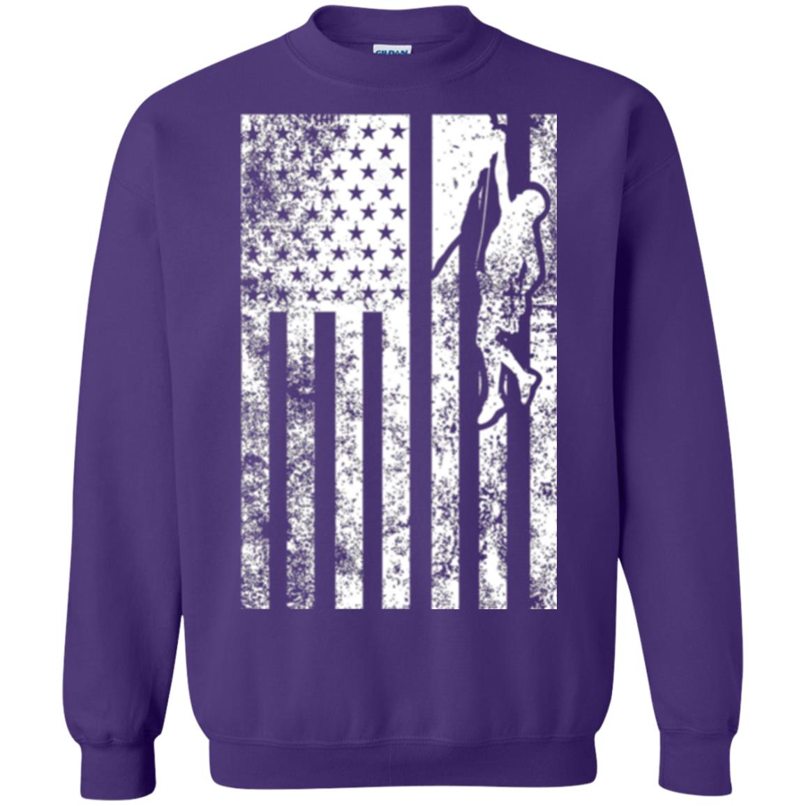 Rock Climbing T Shirt - Rock Climbing Flag Of United States T-shirt Purple