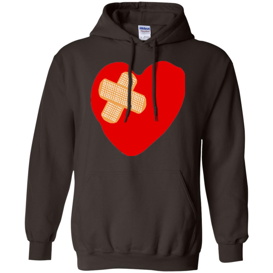 Funny Patched Up Heart Graphic T-shirt Dark Chocolate