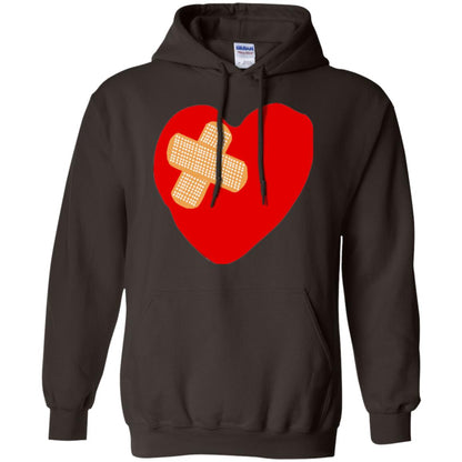 Funny Patched Up Heart Graphic T-shirt Dark Chocolate
