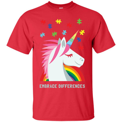 Autism Awareness Shirt Unicorn Puzzle Embrace Differences Red