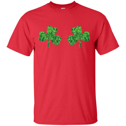 Shamrock Boobs Funny Saint Patrick_s Day T-shirt Red