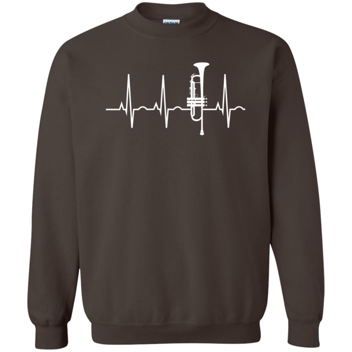 Trumpet Lovers T-Shirt Trumpet Heartbeat Dark Chocolate
