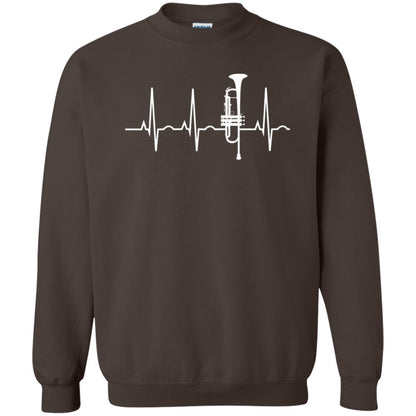 Trumpet Lovers T-Shirt Trumpet Heartbeat Dark Chocolate