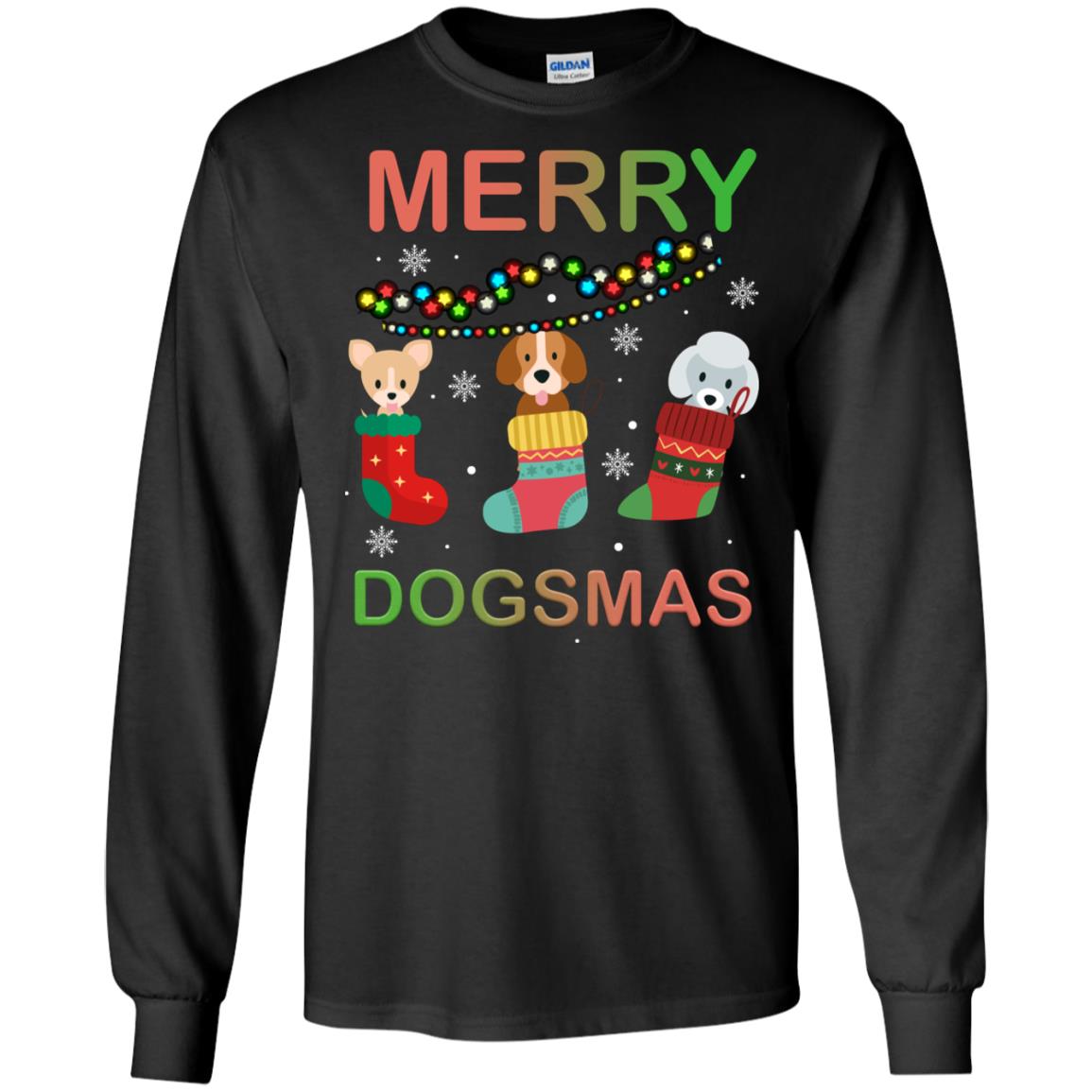 Merry Dogsmas X-mas Gift Shirt For Dogs Lovers Black