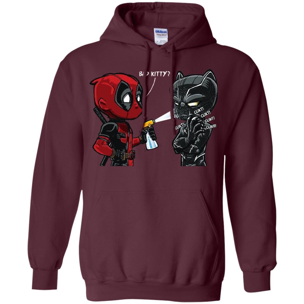 Deadpool Black Panther Bad Kitty Film Lover T-shirt Maroon