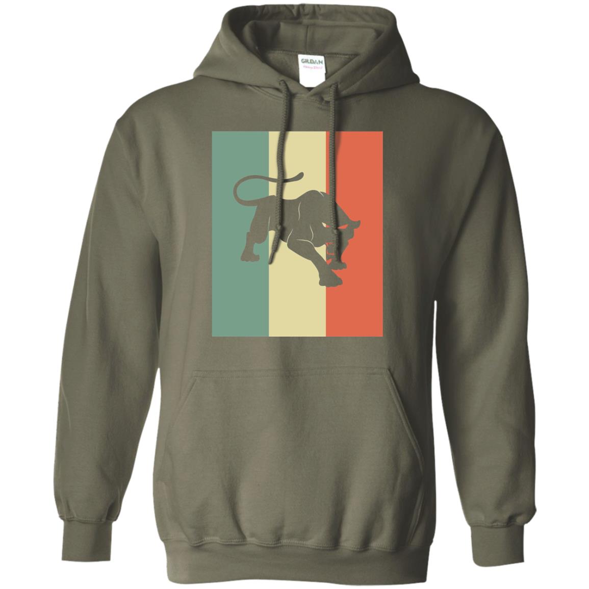 Black Panther Silhouette Gift Shirt Retro Vintage Classic Tee Military Green
