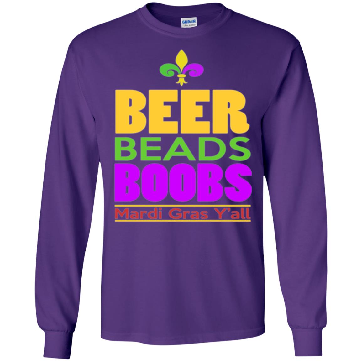 Funny Mardi Gras T-shirt Beer Beads Boobs Mardi Gras Y_all Purple