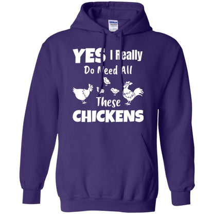 Farmer T-shirt Yes I Really Do Need All These Chickens Purple