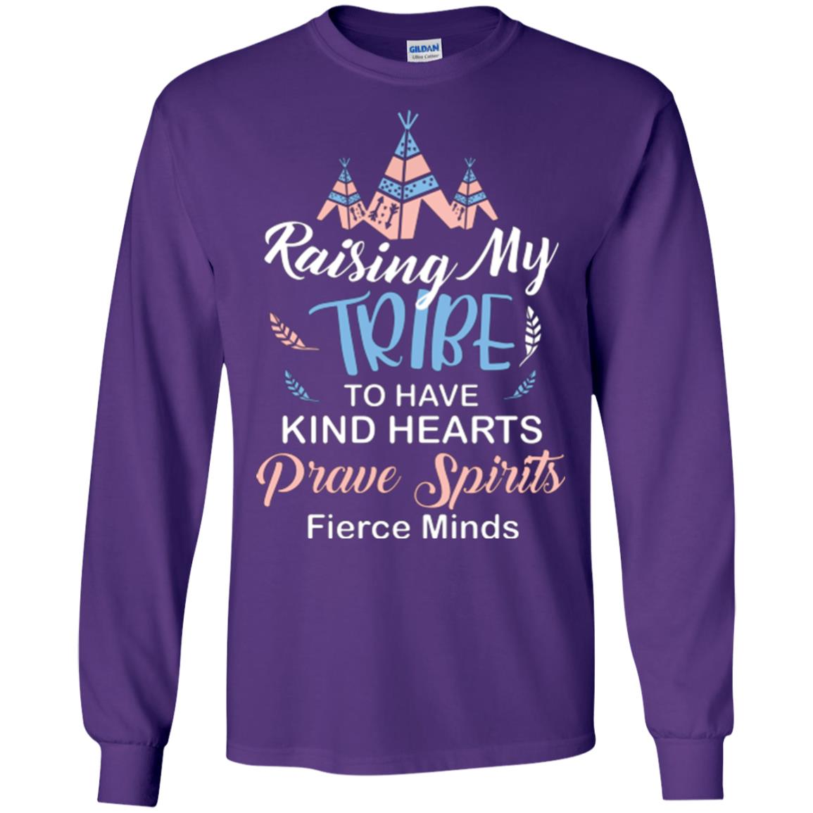 Mommy T-shirt Raising My Tribe To Have Kind Hearts Purple