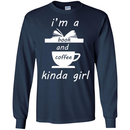 Book Lover T-shirt I'm A Book And Coffee Kinda Girl T-shirt Navy