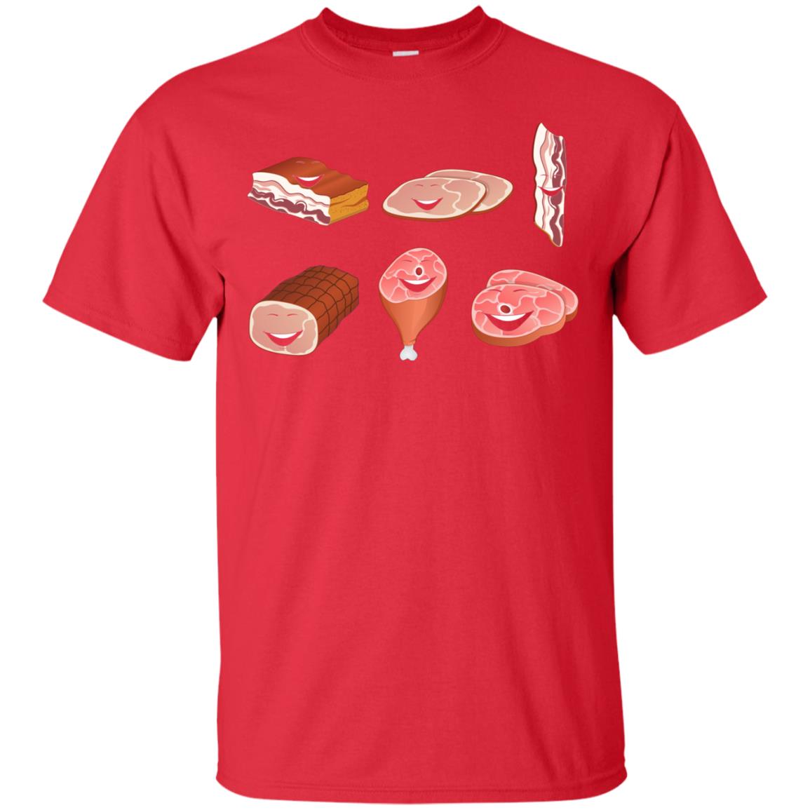 Funny Bbq T-shirt Meat Family Red