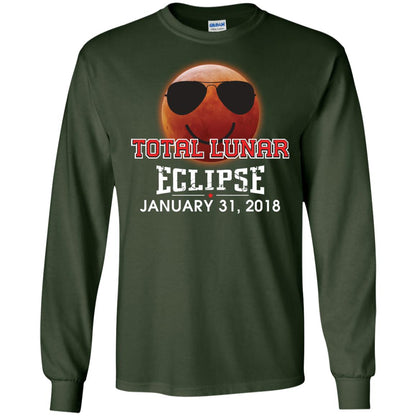 Blood Moon T-shirt Total Lunar Eclipse January 31. 2018 Forest Green