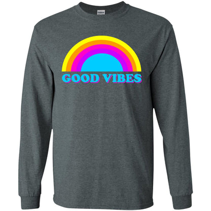 Rainbow Groovy Good Vibes T-shirt Dark Heather