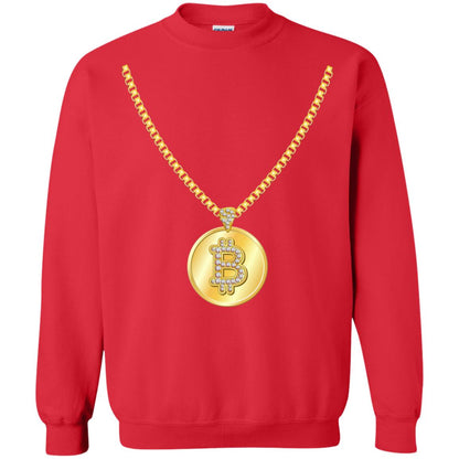 Funny Bitcoin T-shirt Gold Chain Cryptocurrency Necklace Red