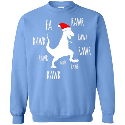Christmas T-shirt Fa Rawr Rawr Funny T-rex Dinosaur Carolina Blue