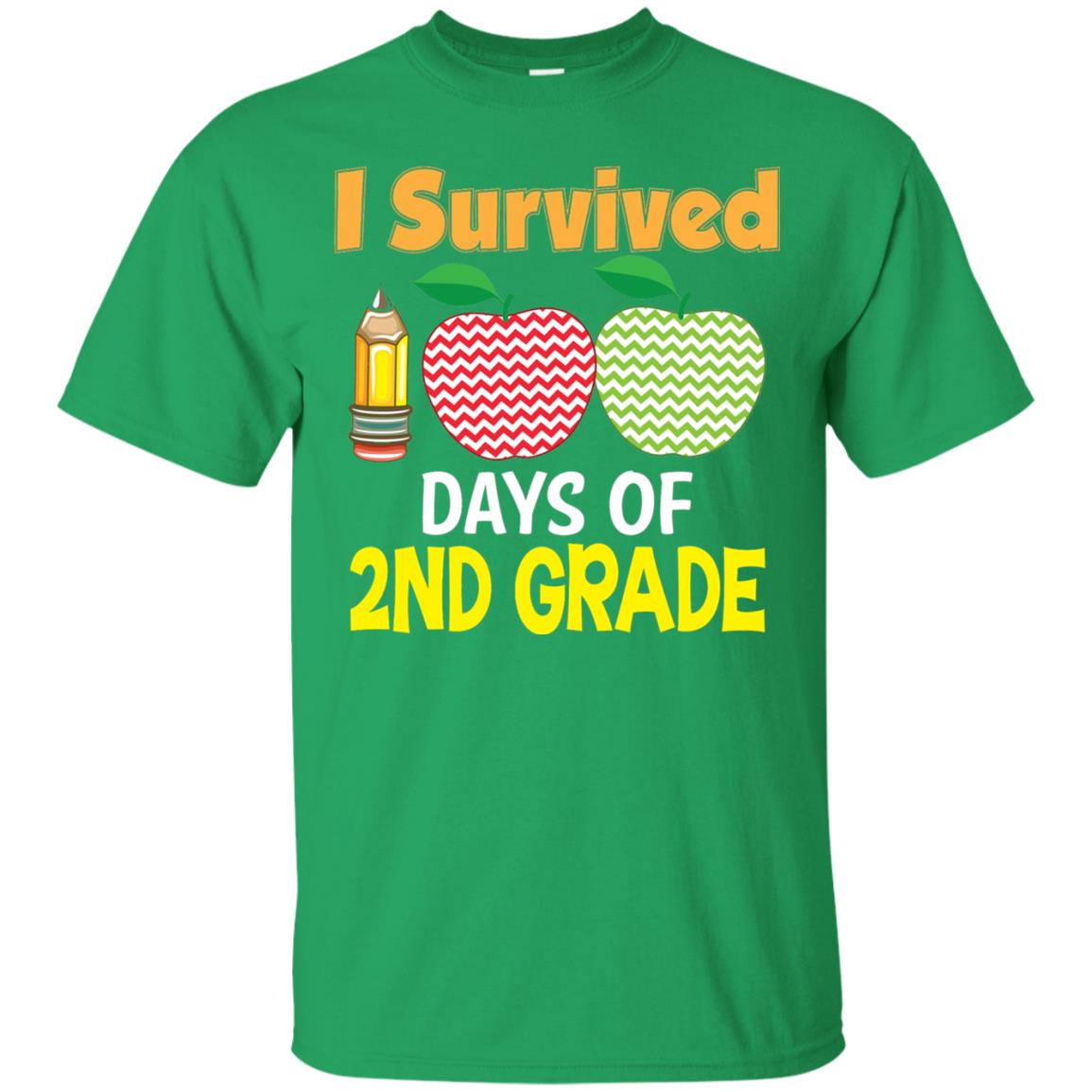 Kindergarten T-shirt I Survived 100 Days Of 2nd Irish Green