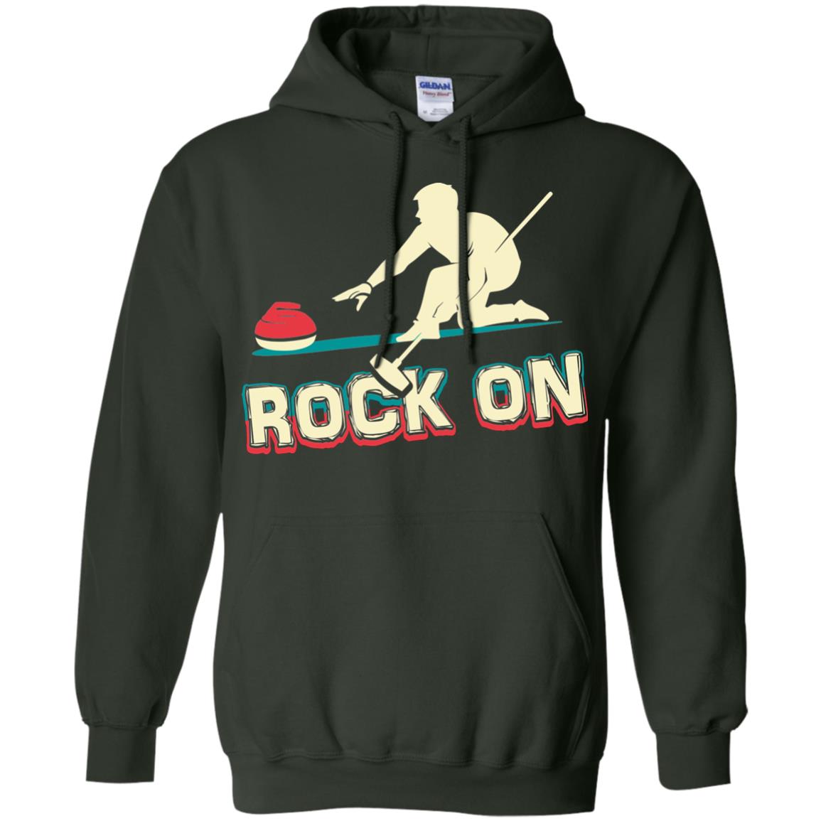 Curling Winter Lover T-shirt Rock On Curling Winter Sports Forest Green