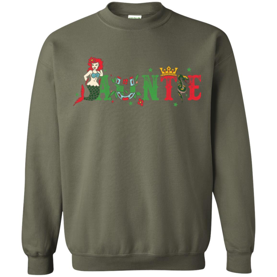 Aunt T-shirt Mermaid Auntie T-shirt Military Green